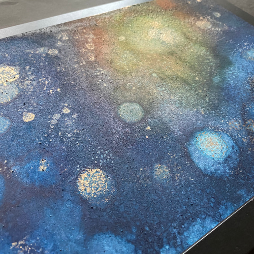 No.145 アルコールインクアート 原画 A4サイズ ネイビー 光 夜空 宇宙
