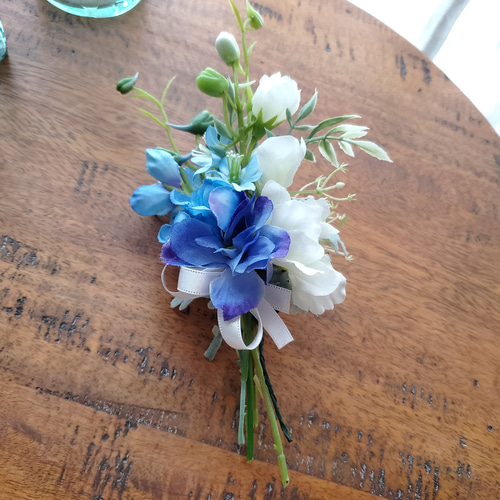 アーティフィシャルフラワーブーケ】紫陽花のクラッチブーケ 青 紫