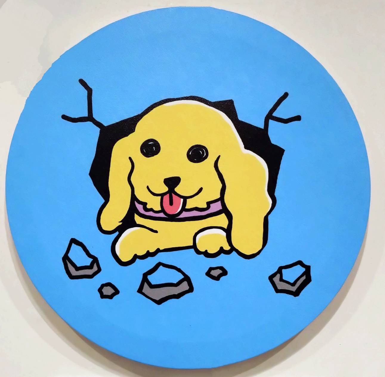 丸型キャンバスのコッカースパニエル