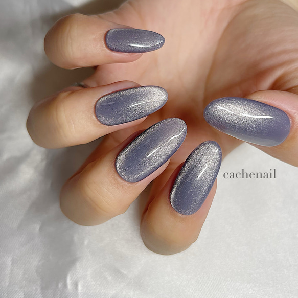 ネイルチップ ジェルネイル マグネット ブルー シンプル うるうる ワン