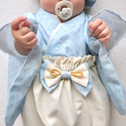 【即納】麻の葉柄のベビー袴　70-80 お食い初め/初節句 6枚目の画像