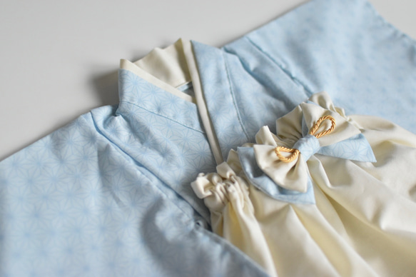 【即納】麻の葉柄のベビー袴　70-80 お食い初め/初節句 3枚目の画像