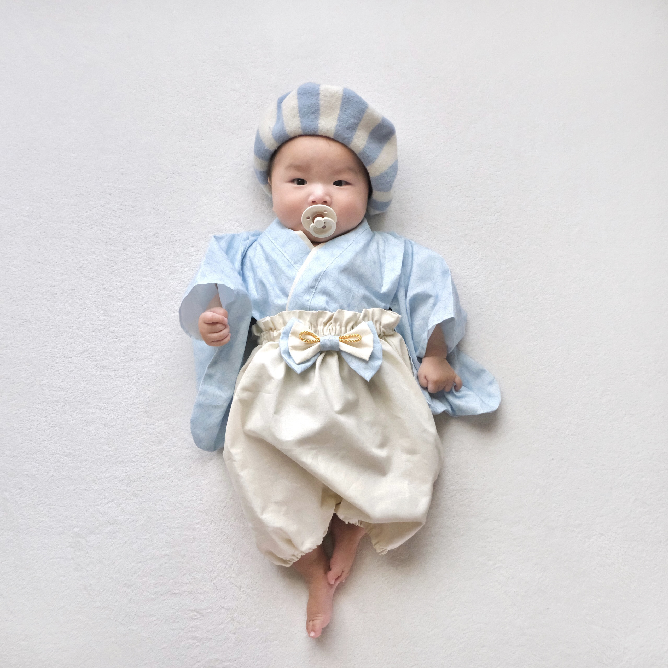 【即納】麻の葉柄のベビー袴　70-80 お食い初め/初節句