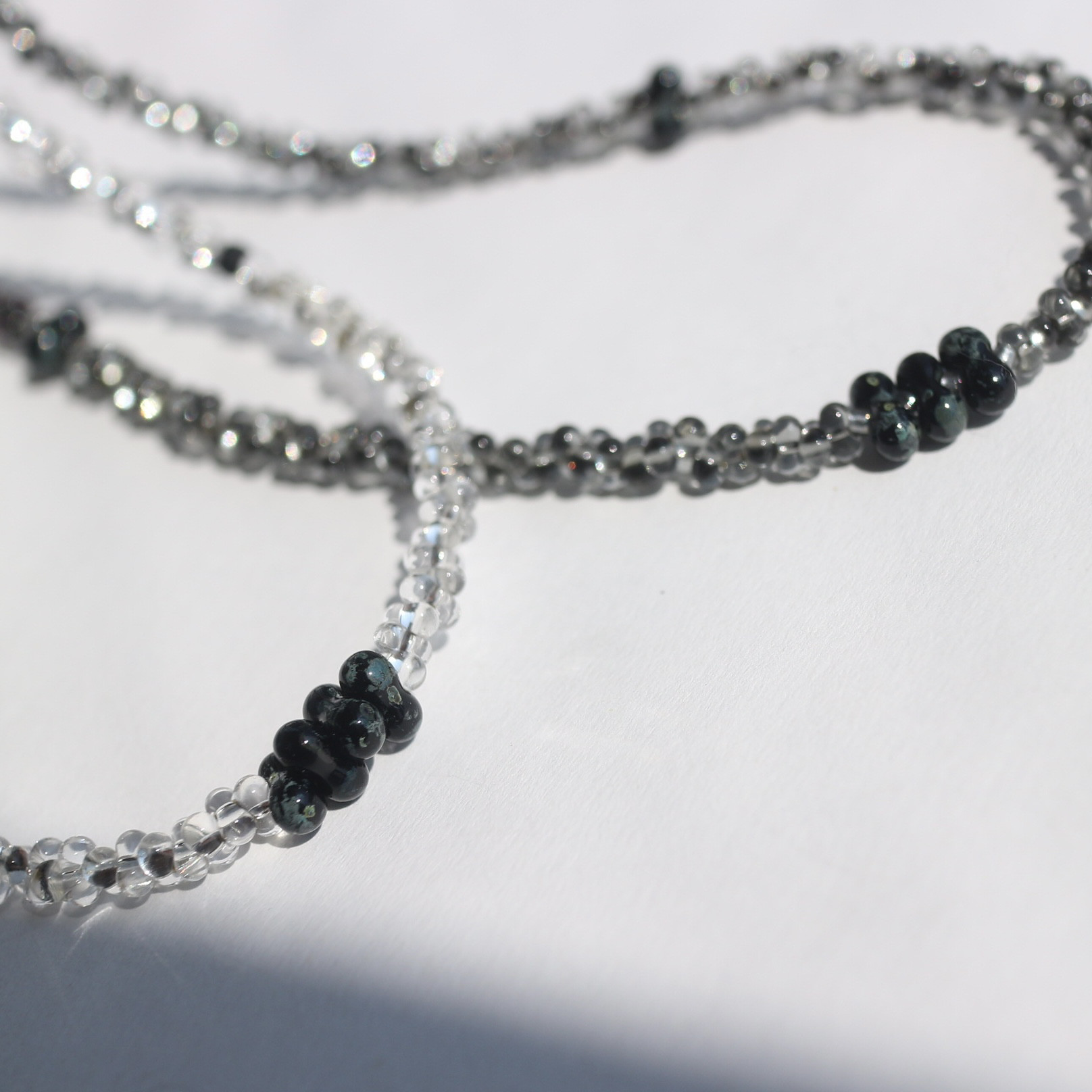 sv925 クリアチェコガラスビーズネックレス