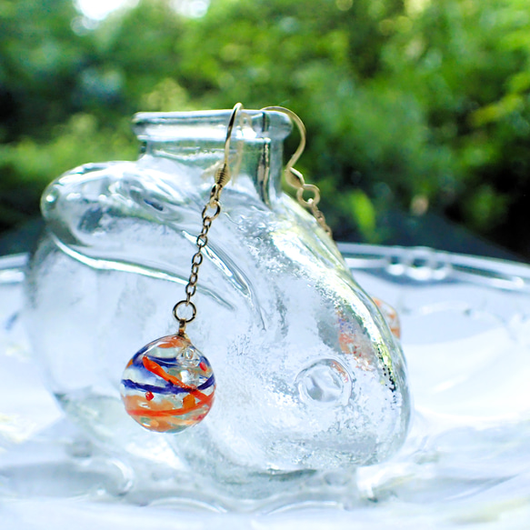 手描き*揺れる水ヨーヨー(水風船)のピアス/イヤリング/イヤーカフ