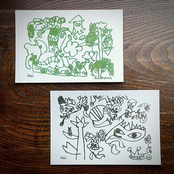 ほっこりかわいいKeiちゃんイラストポストカード 『いきもの