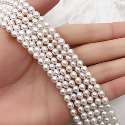 淡水パール 真珠 雫 6mm 5mm 小粒 セミラウンド ライス しずく バロック ホワイト系 連20cm tp0038 3枚目の画像