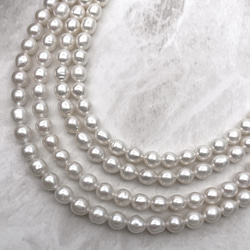 淡水パール 真珠 雫 6mm 5mm 小粒 セミラウンド ライス しずく バロック ホワイト系 連20cm tp0038 4枚目の画像