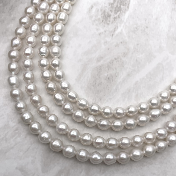 淡水パール 真珠 雫 6mm 5mm 小粒 セミラウンド ライス しずく バロック ホワイト系 連20cm tp0038 4枚目の画像
