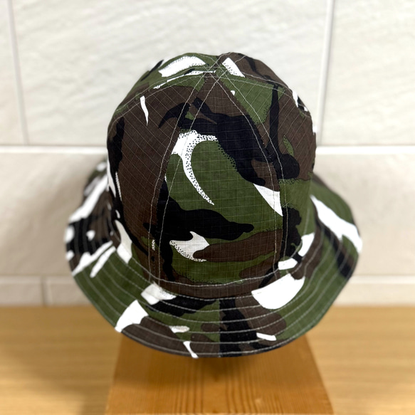 Cottonリップストップ迷彩☆カモフラージュ☆バケットハット☆国産☆帽子☆ユニセックス☆男女兼用☆60cm 4枚目の画像