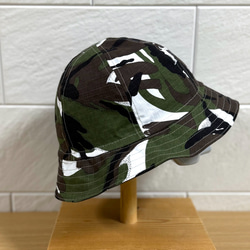 Cottonリップストップ迷彩☆カモフラージュ☆バケットハット☆国産☆帽子☆ユニセックス☆男女兼用☆60cm 2枚目の画像