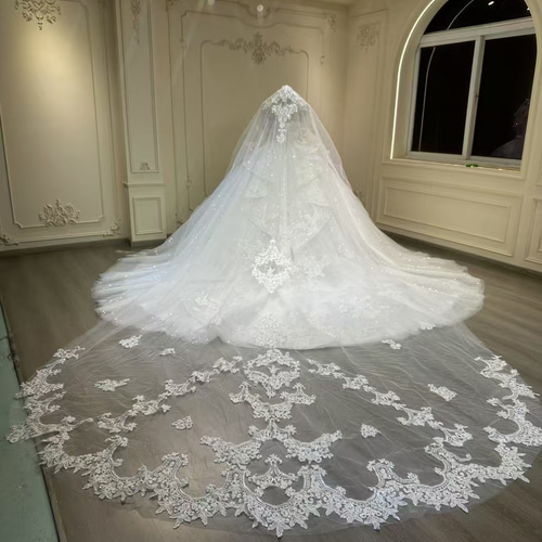 美品 アンティークなウェディングドレス フランスレース スクエア