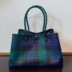プラカゴ　メルカド　大容量　トートバッグ　ハンドメイド　パサール　ブルー まるごと洗えるバッグ プラカゴ パサールバッグ 大容量 トート