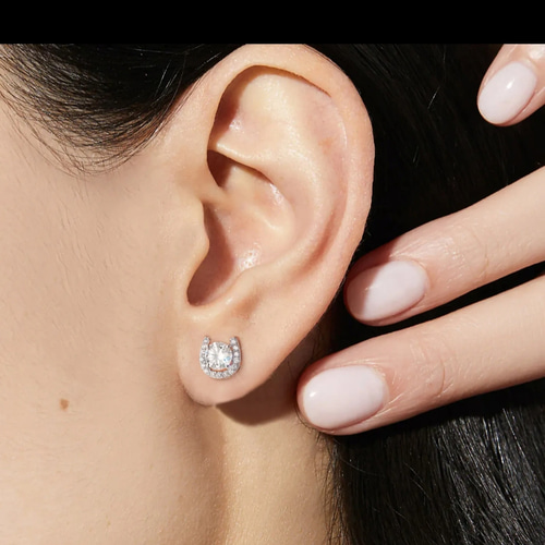 シルバー925 ホースシュー ピアス モアサナイト 5mm 0.5ct 両耳用