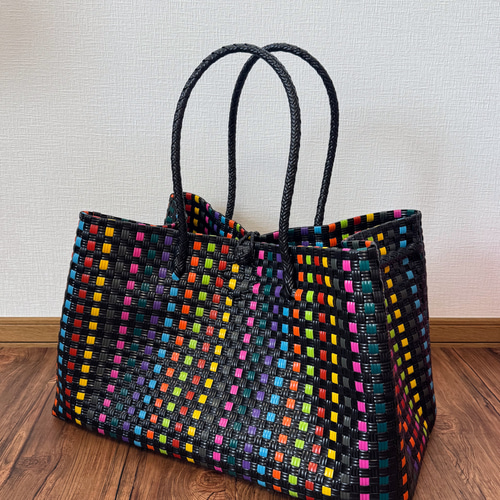 【専用】　プラカゴ　メルカド　横長　トートバッグ　パサール　ブラック 1228 ジャンボsize！ まるごと洗えるバッグ プラカゴ 特大 トートバッグ 大