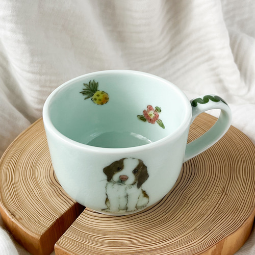 小林美風　ミィコポンポン　はみ出し　スープカップ　犬　茶碗 チコロット❤️すべて手描き❤️染付け❤️スープカップ❤️カフェオレ