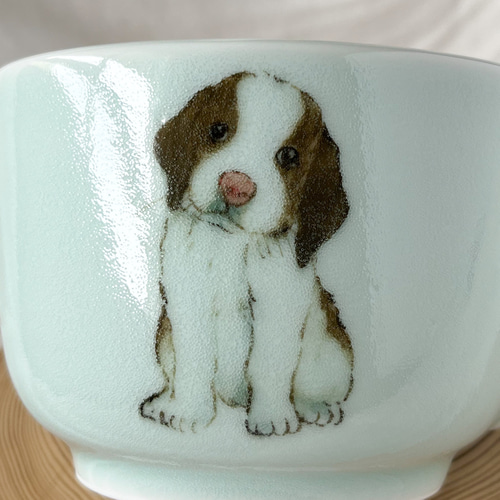 小林美風　ミィコポンポン　はみ出し　スープカップ　犬　茶碗 チコロット❤️すべて手描き❤️染付け❤️スープカップ❤️カフェオレ