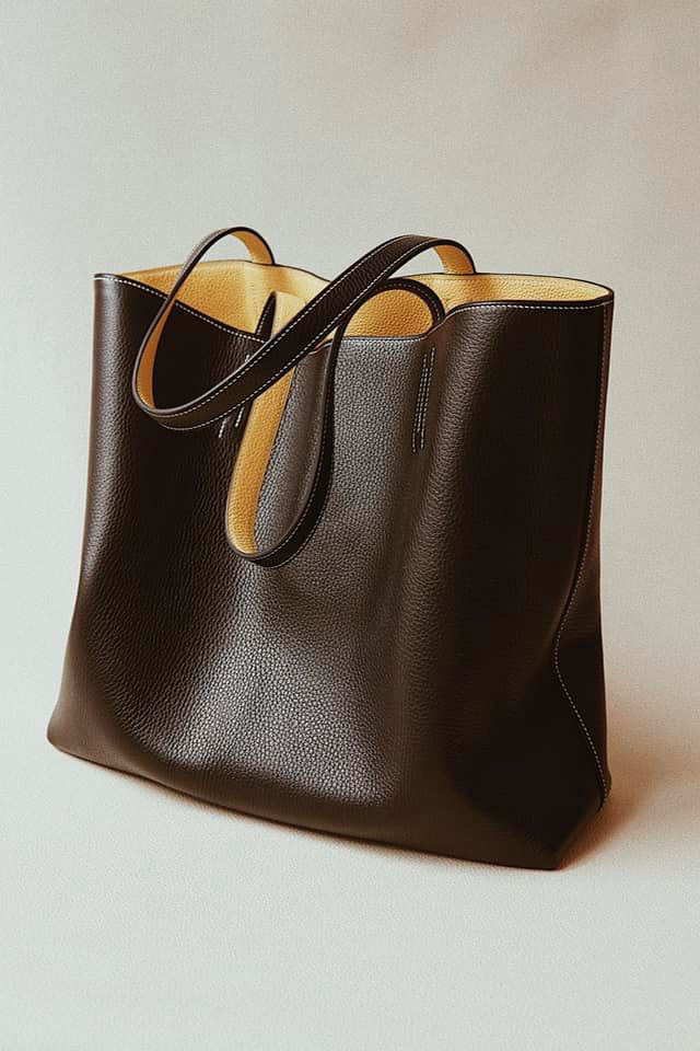 リバーシブルトートバッグ 　トゴレザー/黒－黄色