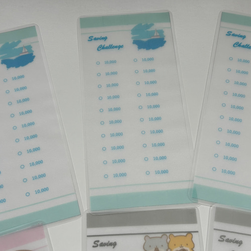 チェックシート A6バインダ― 貯金 saving challenge 6枚組 手帳 おと