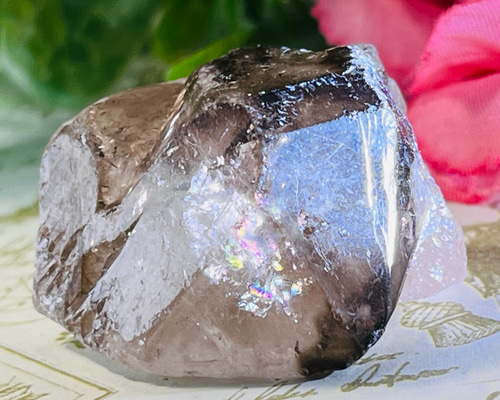 スモーキー エレスチャル クォーツ 骸骨水晶 原石 ラフストーン