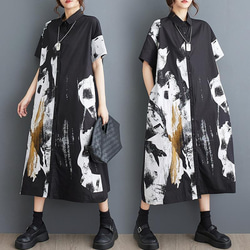 大きいサイズ ワンピース　シャツ　レディース 春夏　 新品 半袖　韓国 大きいサイズ ワンピース シャツ ロング レディース 春夏 新品