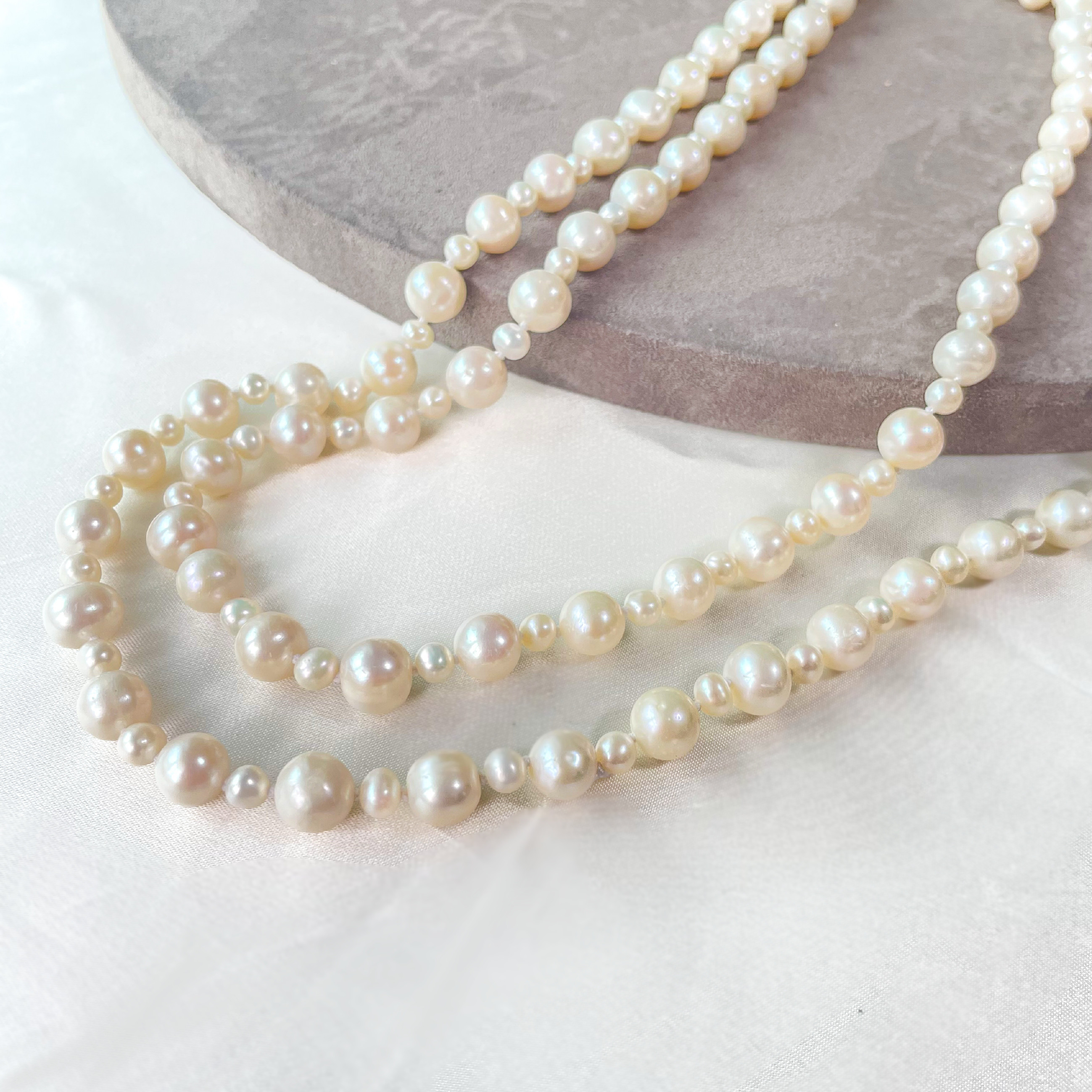 ゆらぎの粒 淡水パール ダブルロングネックレス