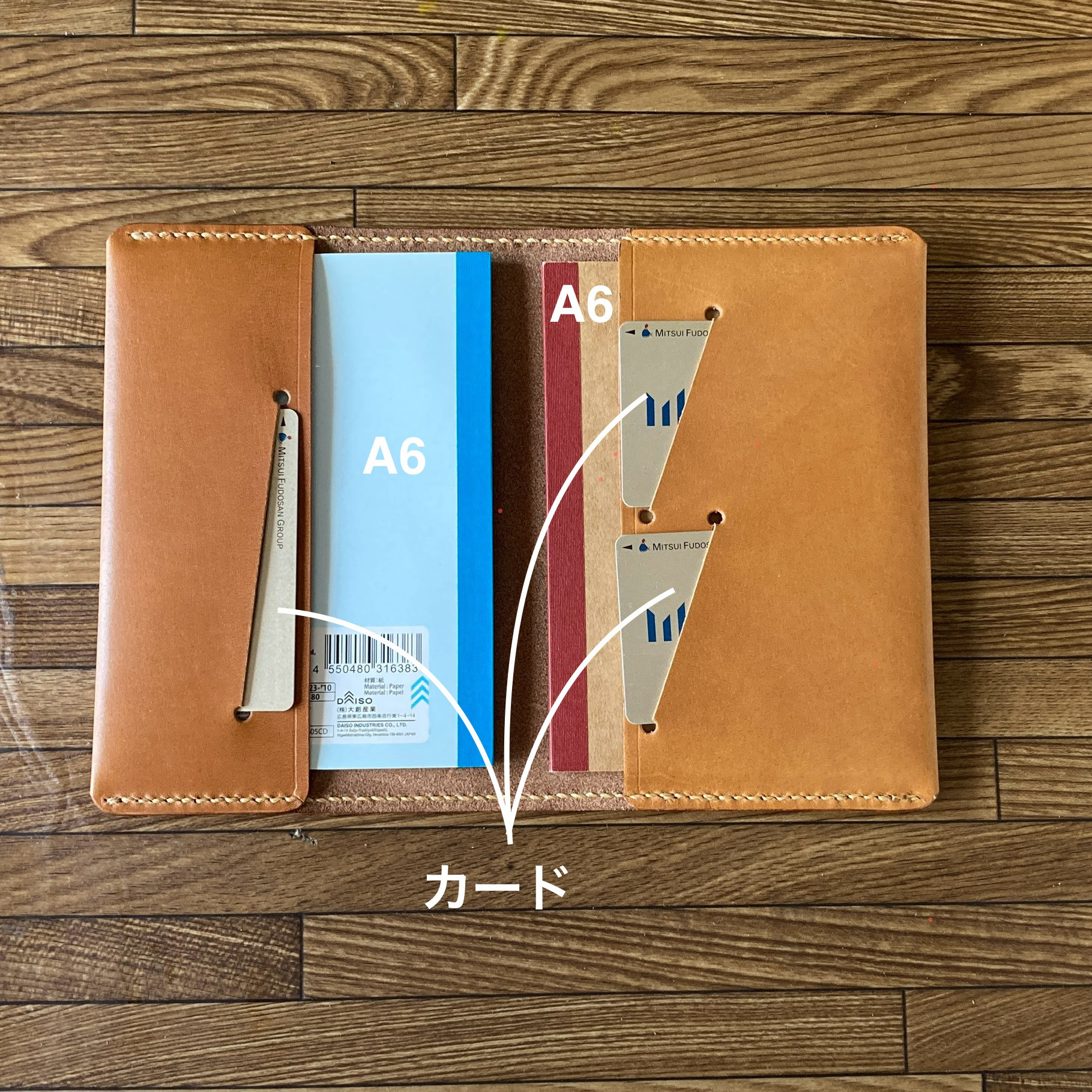 【A6・cヌメ革camel】お薬手帳ケース 手帳カバ－ NCC4-001cam 牛革 250710