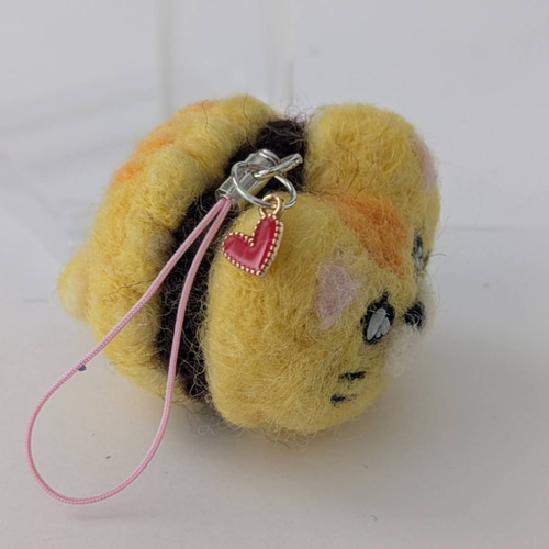 羊毛フェルト ストラップ ゴロリンにゃんカロン ネコストラップ おれん