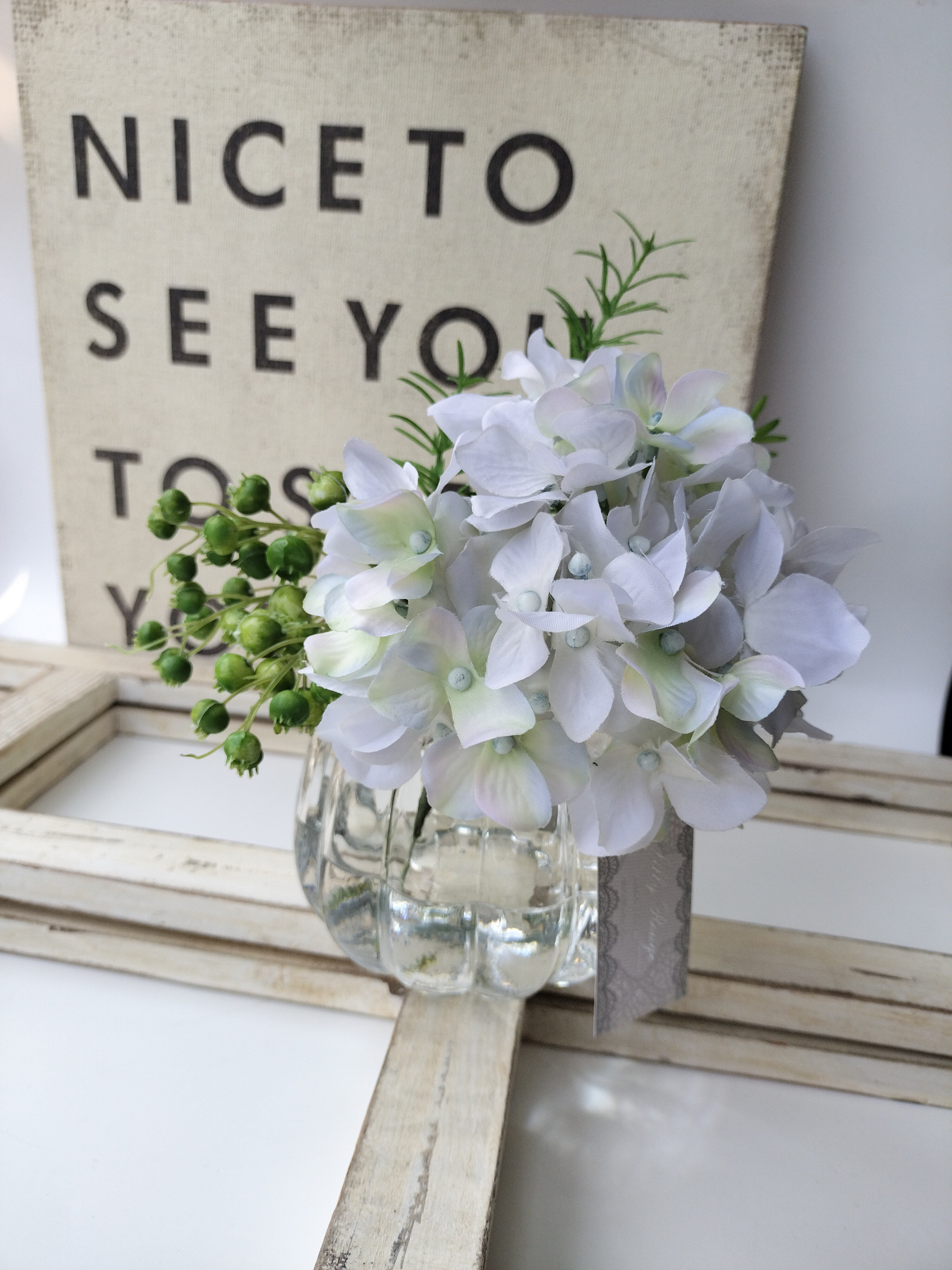 ✧涼感✧ 夏にぴったりマジカルウォーターアレンジ 紫陽花  ガラスベース