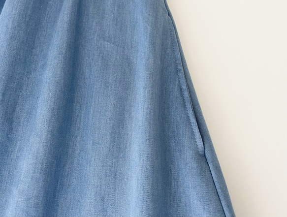 スクエアカットのジャンパースカート * Soft Denim Light Blue * 8枚目の画像