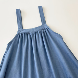 スクエアカットのジャンパースカート * Soft Denim Light Blue * 7枚目の画像
