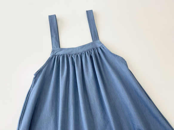 スクエアカットのジャンパースカート * Soft Denim Light Blue * 7枚目の画像