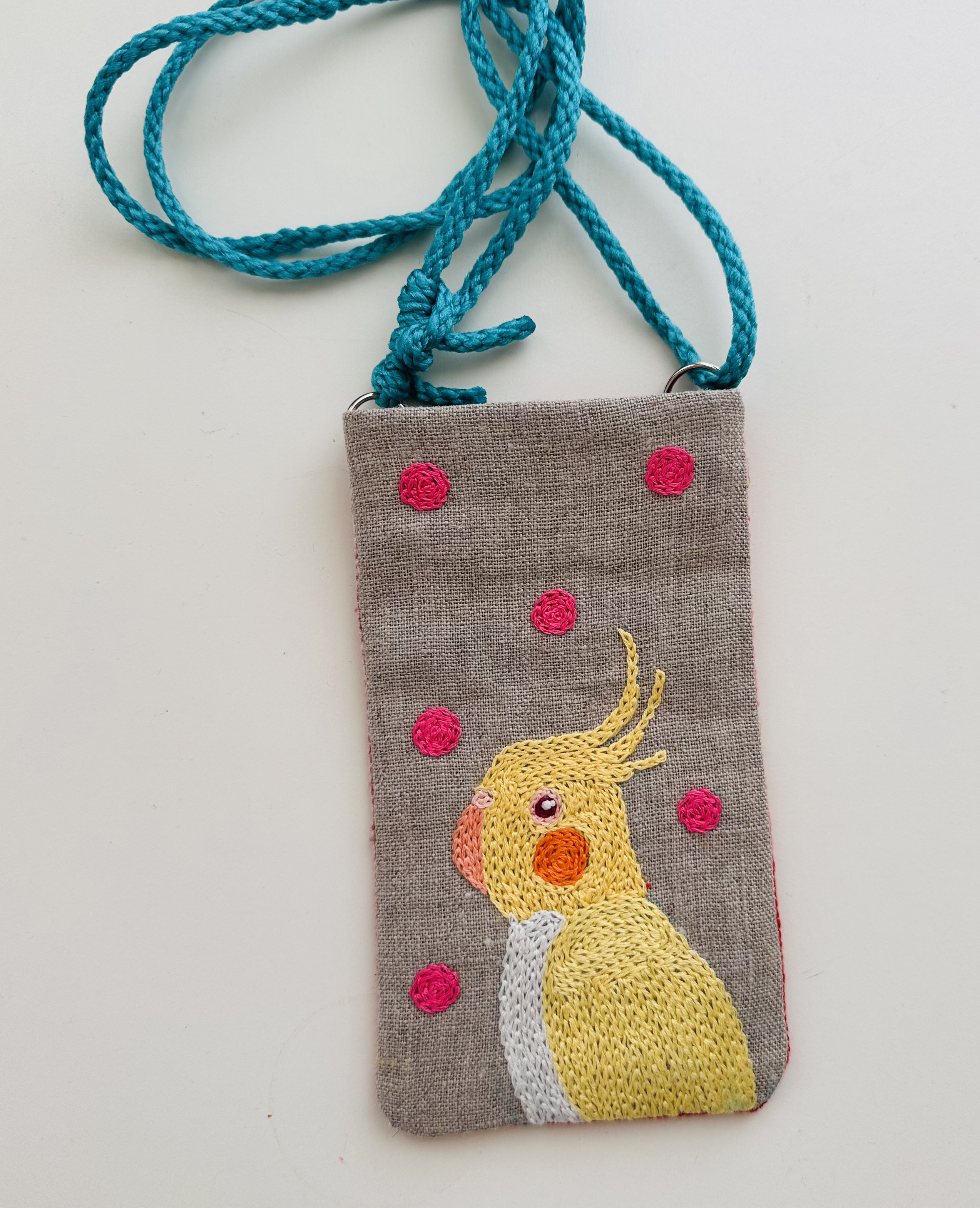 スマホポシェット　オカメインコ　ルチノー