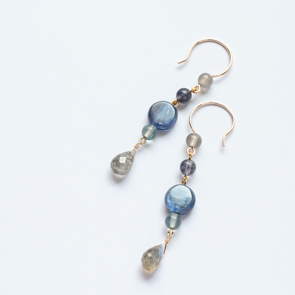 【天然石】ブルービジューピアス　K14GF　P1651