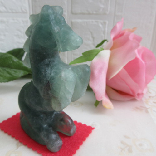 No.CR-361 天然石 ＜彫刻置物＞ フローライト 馬 248g