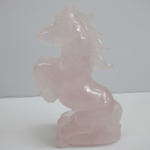 No.CR-362 天然石 ＜彫刻置物＞ ローズクォーツ 馬 196g 天然石