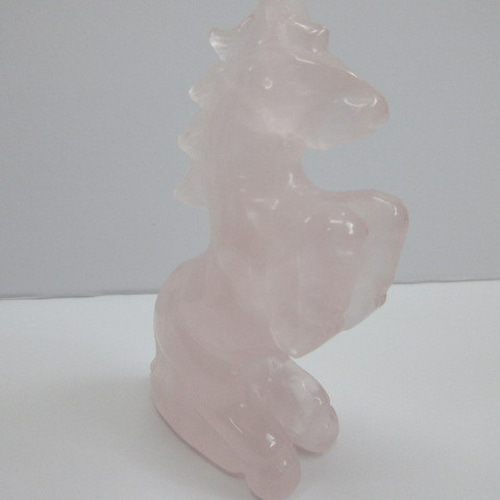 No.CR-362 天然石 ＜彫刻置物＞ ローズクォーツ 馬 196g 天然石