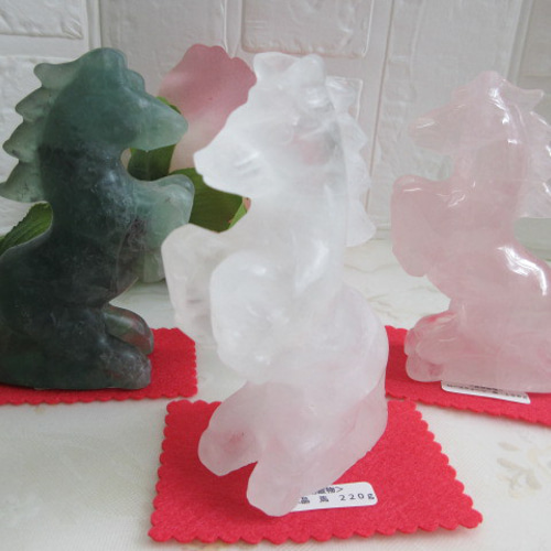 No.CR-363 天然石 ＜彫刻置物＞ 天然水晶 馬 220g 天然石 Rose