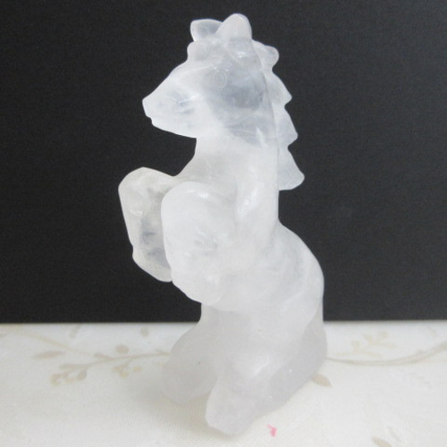 No.CR-363 天然石 ＜彫刻置物＞ 天然水晶 馬 220g 天然石 Rose