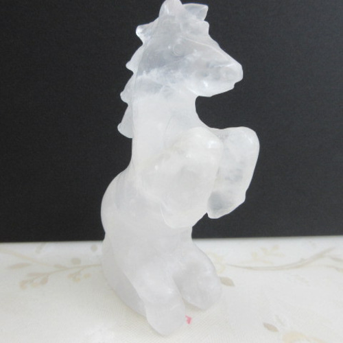 No.CR-363 天然石 ＜彫刻置物＞ 天然水晶 馬 220g 天然石 Rose
