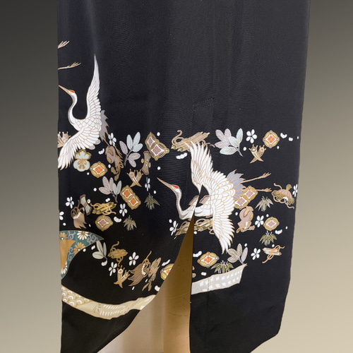 留袖ライン綺麗 ペンシルラインワンピース 着物リメイク Mサイズ（N70703） 留袖 ライン綺麗 ペンシルラインワンピース 着物リメイク 結婚式