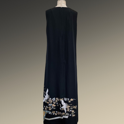 留袖ライン綺麗 ペンシルラインワンピース 着物リメイク Mサイズ（N70703） 留袖 ライン綺麗 ペンシルラインワンピース 着物リメイク 結婚式