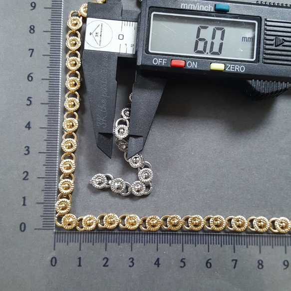 [50cm] オール ステンレス製 6mm幅 オリエンタル デザイン チェーン サージカルステンレス 金属アレルギー対応 6枚目の画像