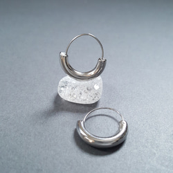[1ペア]オールステンレス キャッチレス 差し込み式 フープピアス 金属アレルギー対応 8枚目の画像