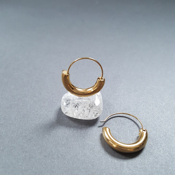 [1ペア]オールステンレス キャッチレス 差し込み式 フープピアス 金属アレルギー対応 9枚目の画像