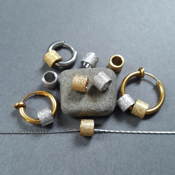 [1pcs] オール ステンレス 直径約6mm キラキラ パイプ ビーズ 金属アレルギー対応 10枚目の画像
