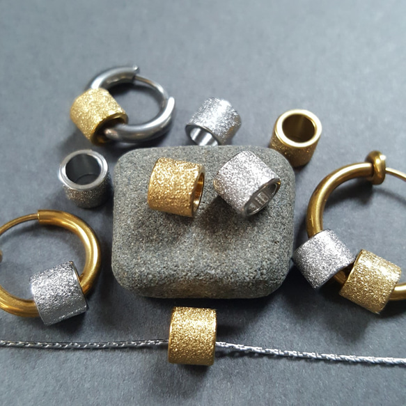 [1pcs] オール ステンレス 直径約6mm キラキラ パイプ ビーズ 金属アレルギー対応 2枚目の画像