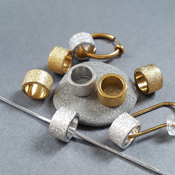 [1pcs] オール ステンレス 直径約10mm キラキラ パイプ ビーズ 金属アレルギー対応 1枚目の画像