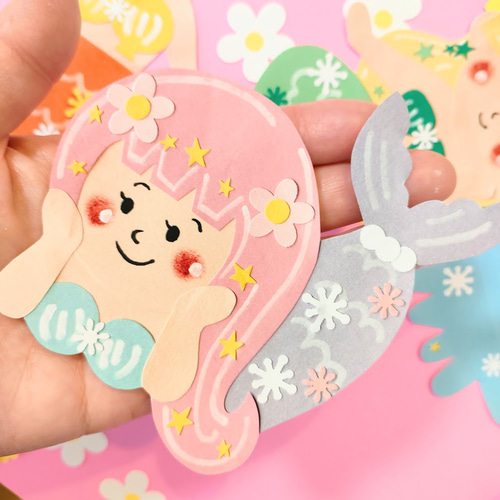 人魚 魚 クラゲ 夏 海 色紙 壁面 アルバム 飾り ～人魚姫とおしゃれ