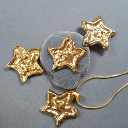 [1pcs] オール ステンレス エンボス加工 立体 スターチャーム サージカルステンレス 金属アレルギー対応 9枚目の画像